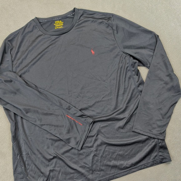 Polo Ralph Lauren XL Mens Black Performance Long Sleeve Shirt Red Pony Logo — photo 2